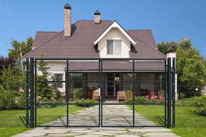 Portail grillagé 4m RAZO H.200cm + Portillon 1m RAZO H.200cm gris 3