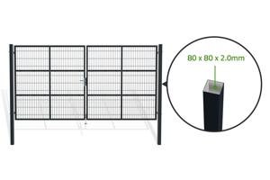 Portail grillagé 4m RAZO H.200cm + Portillon 1m RAZO H.200cm gris 7