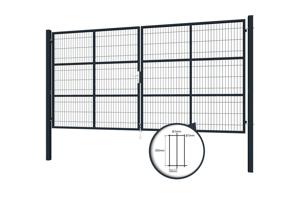 Portail grillagé 4m RAZO H.200cm + Portillon 1m RAZO H.200cm gris 5