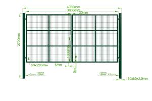 Mesh gate 4m RAZO H.200cm + side gate 1m RAZO H.200cm green 4