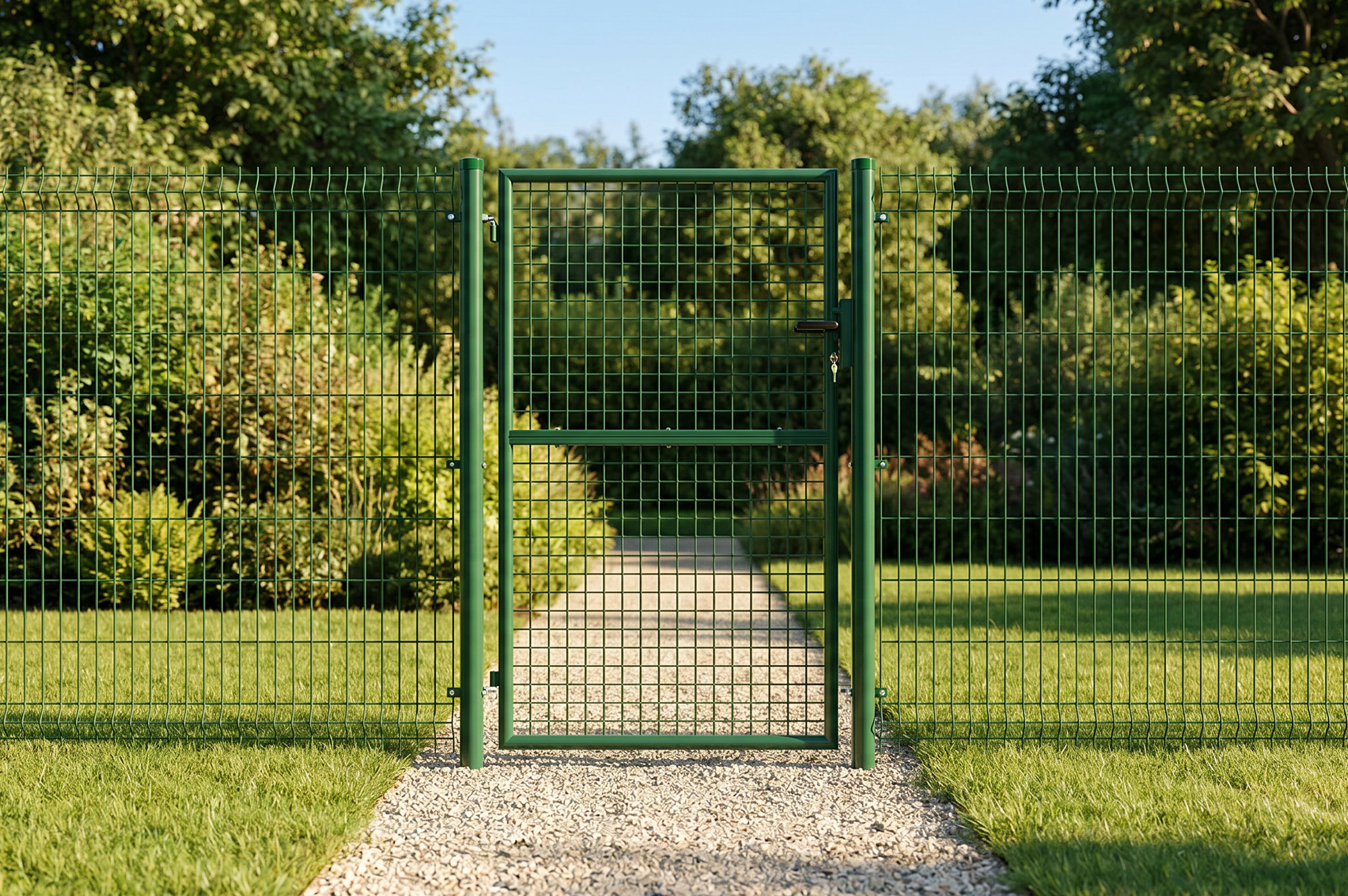 Portail grillagé 4m OLGA H.150cm + Portillon 1m OLGA H.150cm vert 16