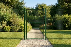 Portail grillagé 4m OLGA H.150cm + Portillon 1m OLGA H.150cm vert 16