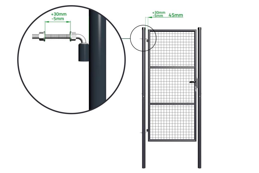 Wire Mesh Pedestrian gate 1m Round Posts OLGA 100x200cm Grey Casanoov