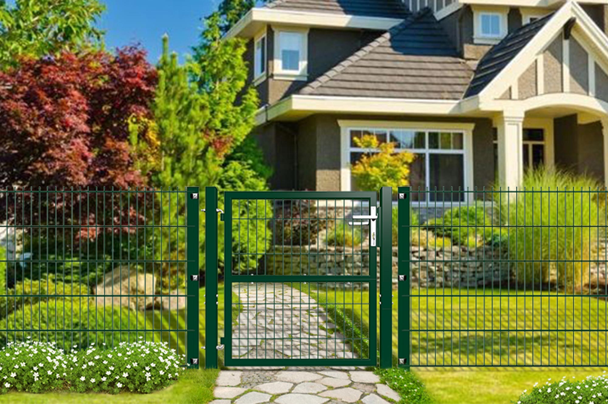 Cancello da giardino in rete RAZO 100x100 cm Verde, Cancello per recinzione