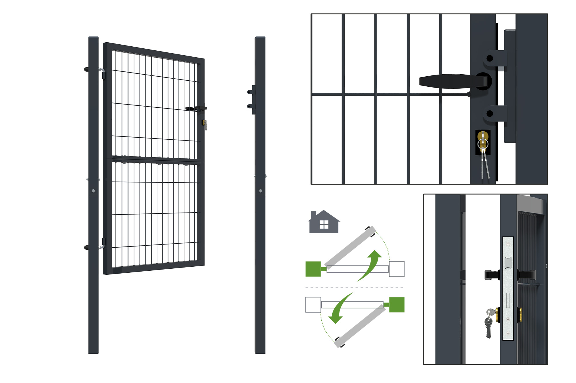Mesh gate 4m H.140cm RAZO + side gate 1m RAZO H.140cm grey 14