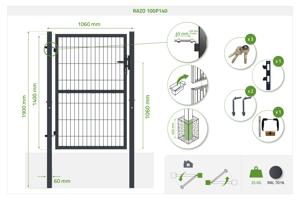 Mesh gate 4m H.140cm RAZO + side gate 1m RAZO H.140cm grey 21