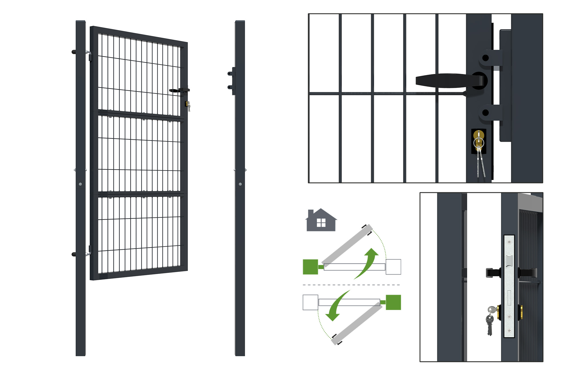 Portillon grillagé 1m RAZO H.160cm gris 5