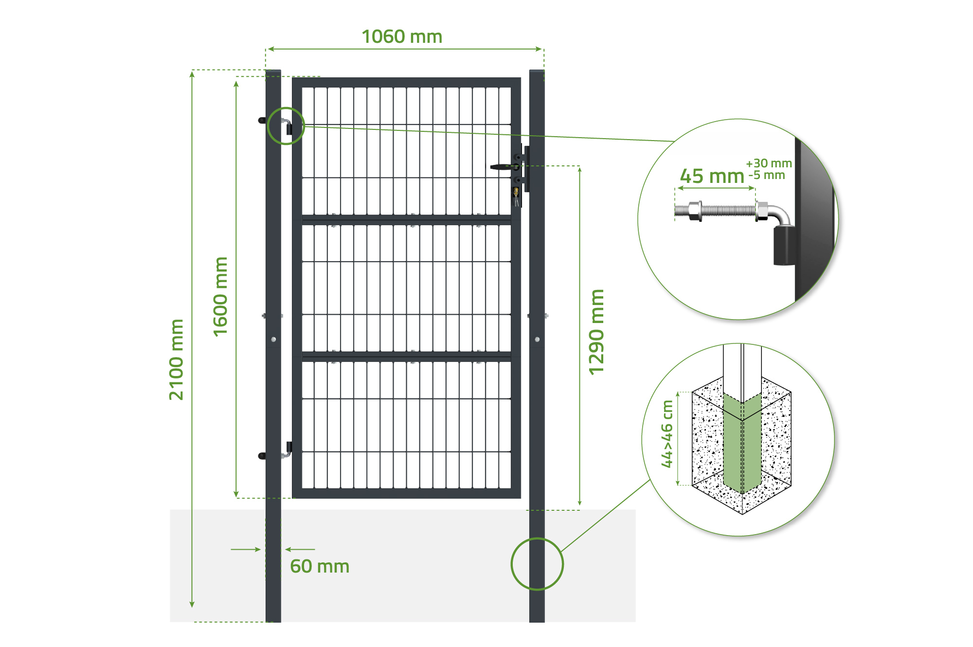 Portillon grillagé 1m RAZO H.160cm gris 3