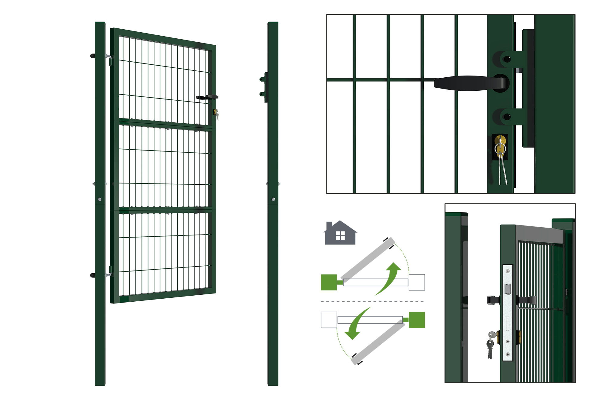 Portillon grillagé 1m RAZO H.160cm vert 4