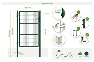 Portillon grillagé 1m RAZO H.160cm vert 11