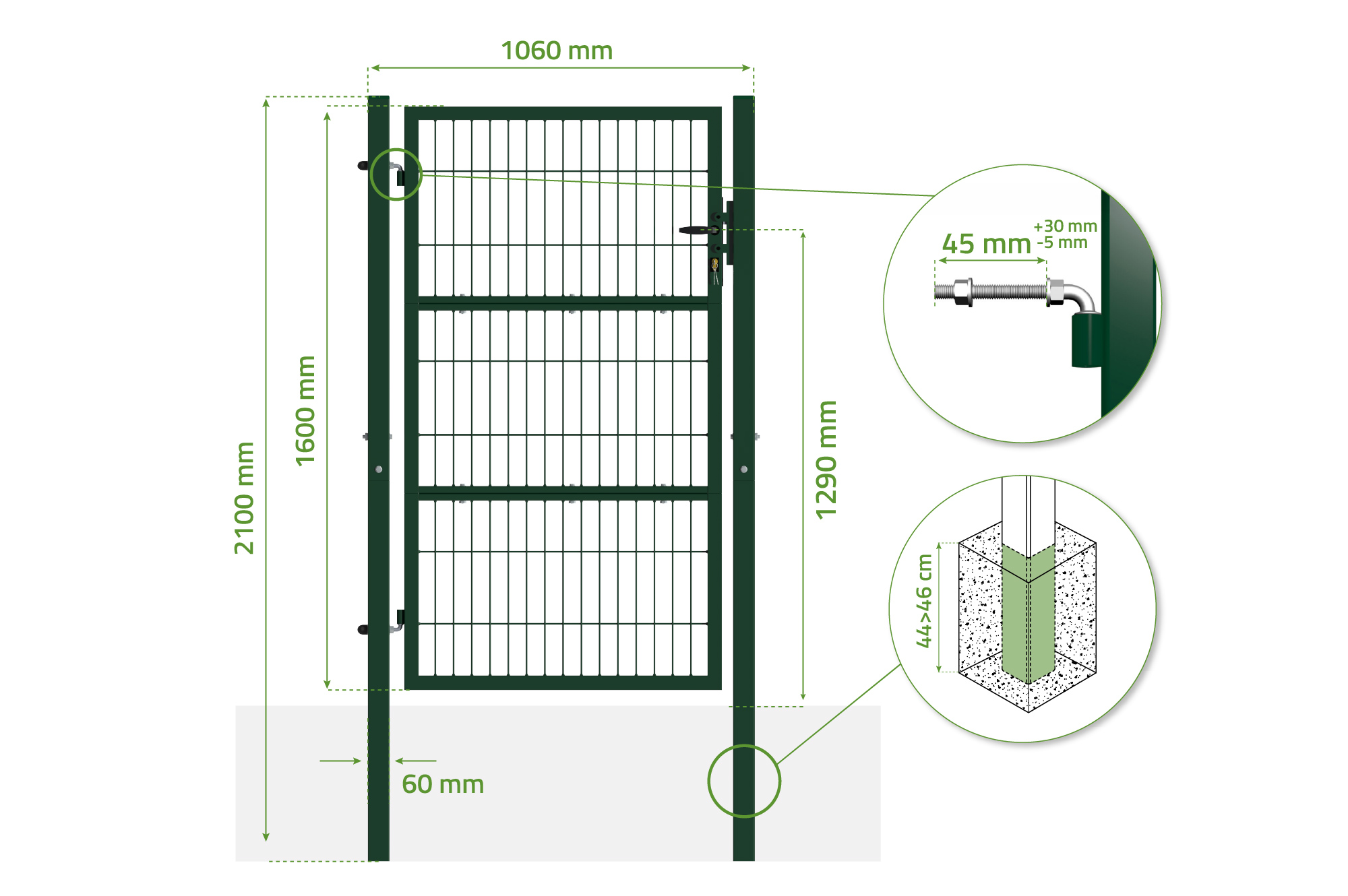 Portillon grillagé 1m RAZO H.160cm vert 3