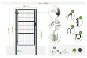 Zauntor Metall 1m RAZO H.180cm grau 11