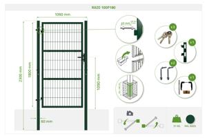 3m H.180cm RAZO mesh låge + 1m RAZO H.180cm Grøn låge 22