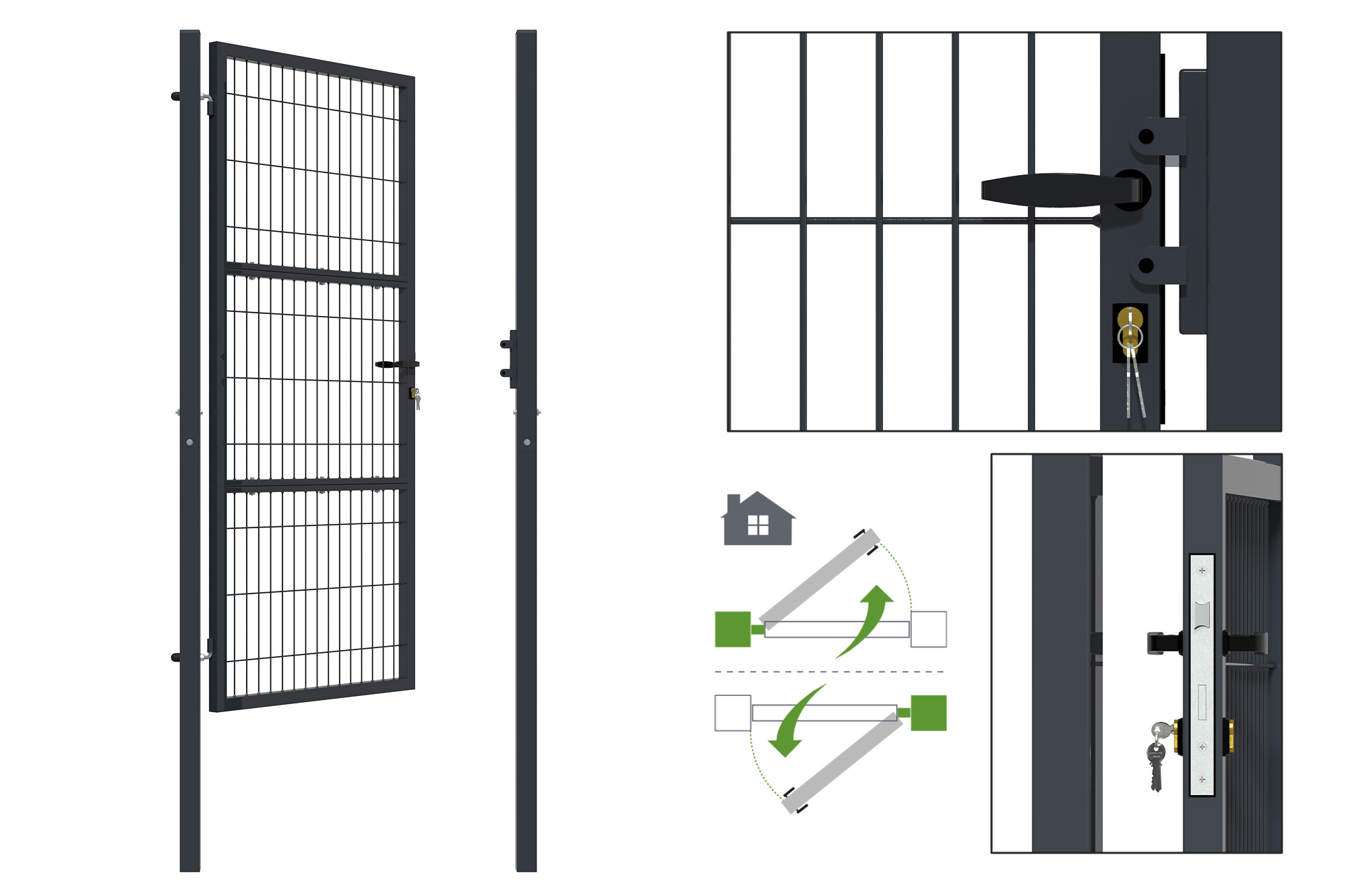 Portillon grillagé 1m RAZO H.200cm gris 4