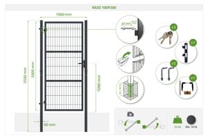 Portillon grillagé 1m RAZO H.200cm gris 11
