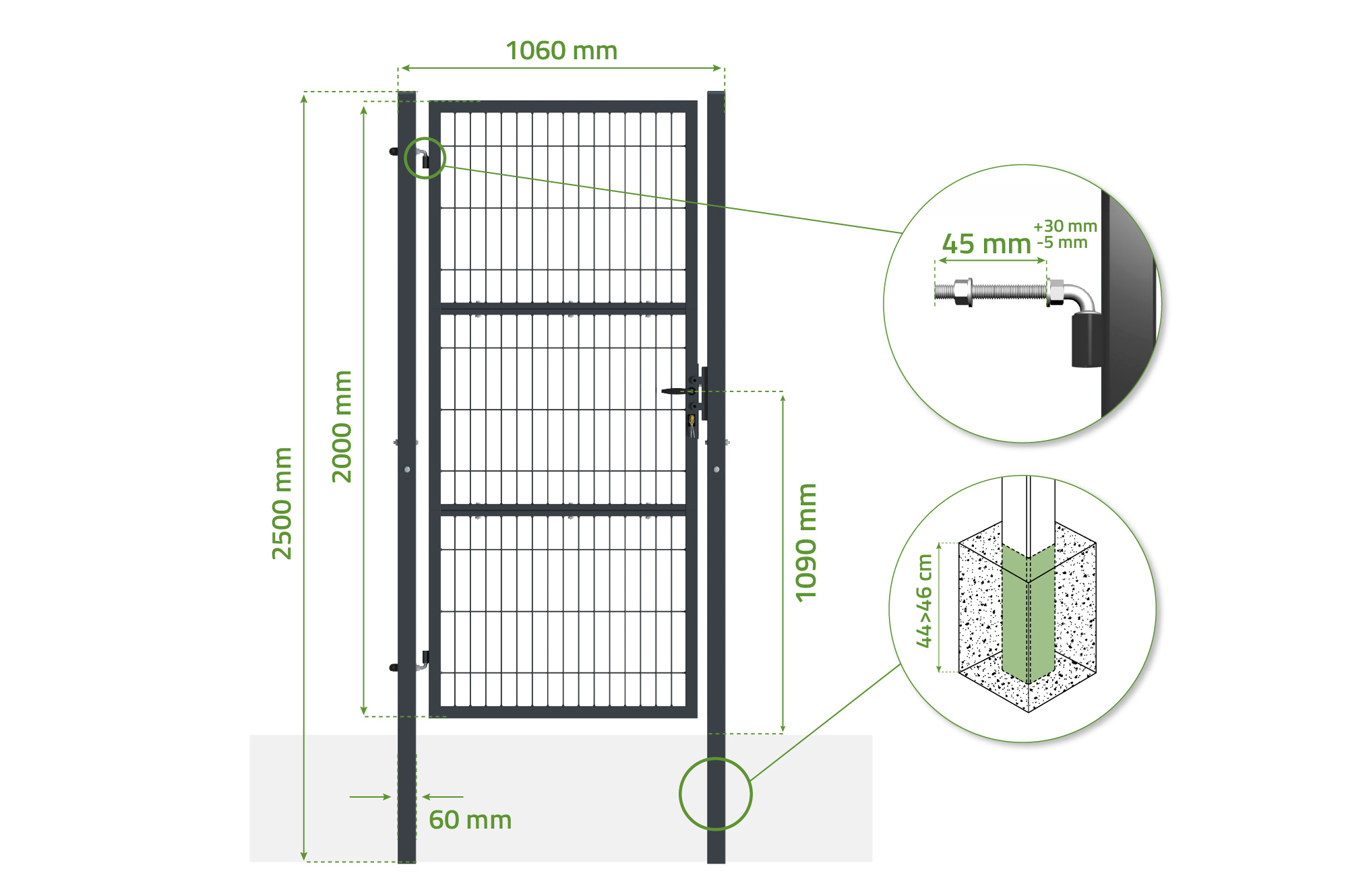 Portillon grillagé 1m RAZO H.200cm gris 3