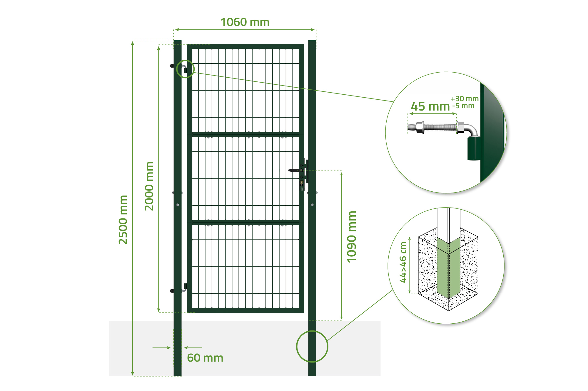 Tīkla vārti 1m RAZO 100P200 GREEN 3