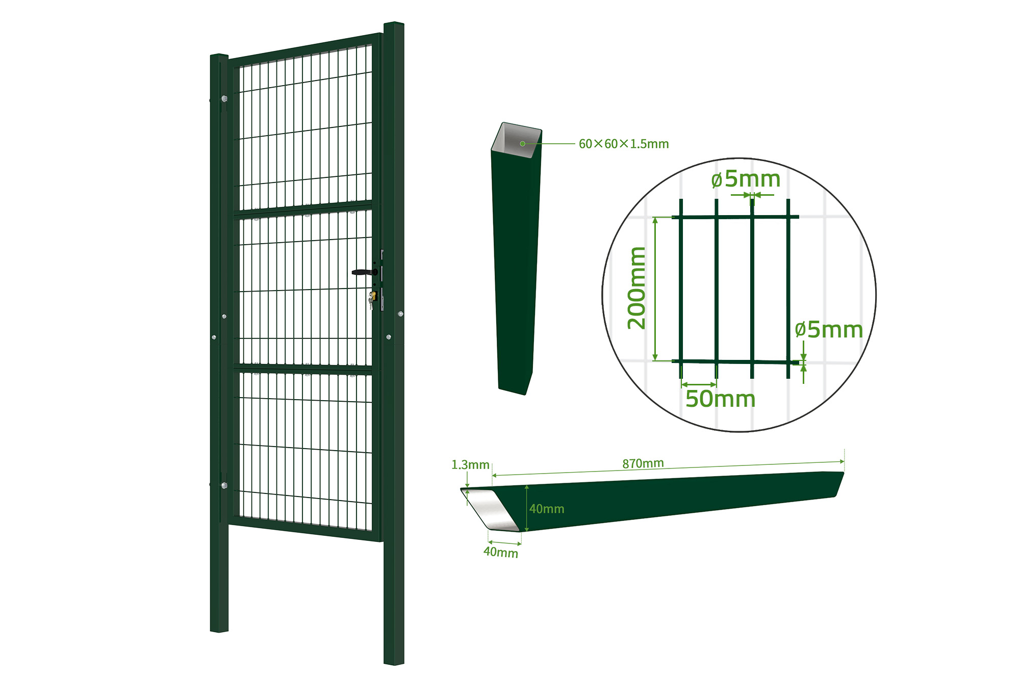 Tīkla vārti 1m RAZO 100P200 GREEN 5