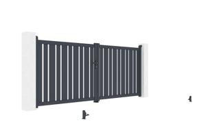 Doppelflügeltor aus Aluminium 3,5m VEYMONT H.140cm grau 8