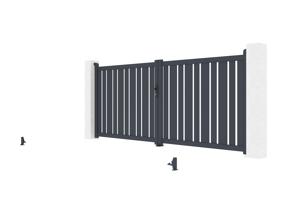 Doppelflügeltor aus Aluminium 3,5m VEYMONT H.140cm grau 9