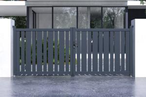 Doppelflügeltor aus Aluminium 3,5m VEYMONT H.140cm grau 2