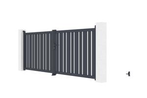 Doppelflügeltor aus Aluminium 3,5m VEYMONT H.140cm grau 4