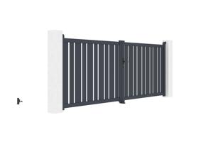 Doppelflügeltor aus Aluminium 3,5m VEYMONT H.140cm grau 3