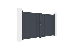 Puerta batiente exterior 3m GIONA Alt.140cm aluminio gris 8