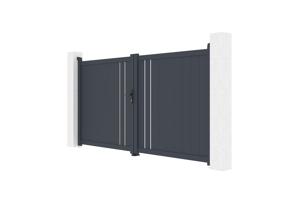 Puerta batiente exterior 3m GIONA Alt.140cm aluminio gris 9
