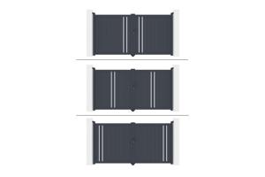 Draaipoort 3x1,6m GIONA + 2 EIFEL palen H.190cm Grijs 11