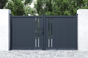 Draaipoort 3x1,6m GIONA + 2 EIFEL palen H.190cm Grijs 6