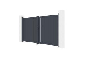 Draaipoort 3x1,6m GIONA + 2 EIFEL palen H.190cm Grijs 4