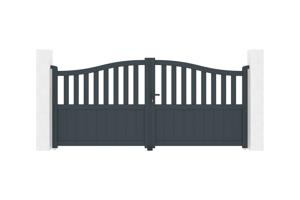 Portail battant 3m MEIJE H.140cm alu gris + 2 poteaux 20x20cm H.166cm 2