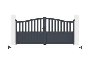 Portail battant 3m MEIJE H.140cm alu gris + 2 poteaux 20x20cm H.166cm 7