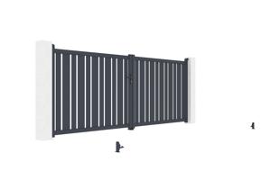 Portail battant 4x1,6m VEYMONT + 2 poteaux EIFEL H.190cm gris 8