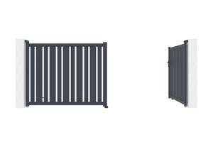 Portail battant 4x1,6m VEYMONT + 2 poteaux EIFEL H.190cm gris 5