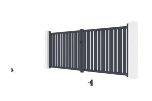 Portail battant 4x1,6m VEYMONT + 2 poteaux EIFEL H.190cm gris 9