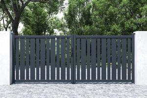 Portail battant 4x1,6m VEYMONT + 2 poteaux EIFEL H.190cm gris 6