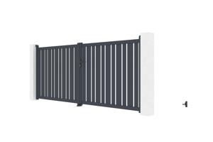 Portail battant 4x1,6m VEYMONT + 2 poteaux EIFEL H.190cm gris 4