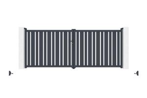 Portail battant 4x1,6m VEYMONT + 2 poteaux EIFEL H.190cm gris 7