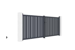 Portail battant 4x1,6m VEYMONT + 2 poteaux EIFEL H.190cm gris 3