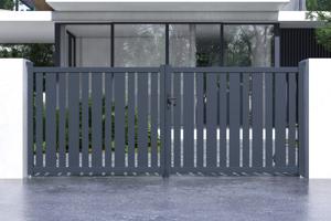 Portail battant 4x1,6m VEYMONT + 2 poteaux EIFEL H.190cm gris 2