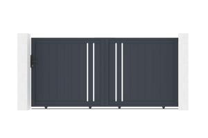 Portail coulissant 3m GIONA H.140cm aluminium gris main image