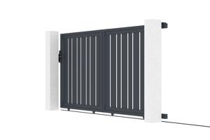 Sliding gate kit 3m VEYMONT H.160cm grey aluminium + 2 posts 20x20cm 4