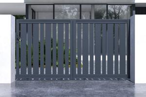 Sliding gate kit 3m VEYMONT H.160cm grey aluminium + 2 posts 20x20cm 2