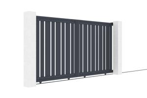 Sliding gate kit 3m VEYMONT H.160cm grey aluminium + 2 posts 20x20cm 3