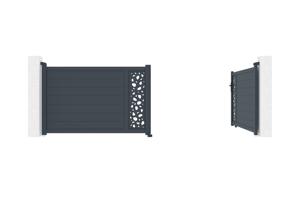 Portail battant 4m SUNNY H.120cm gris + Portillon aluminium gris 1m SUNNY H.120cm 5