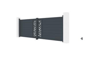 Portail battant 4m SUNNY H.120cm gris + Portillon aluminium gris 1m SUNNY H.120cm 4