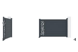 Portail battant 4m SUNNY H.120cm gris + Portillon aluminium gris 1m SUNNY H.120cm 19