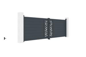 Portail battant 4m SUNNY H.120cm gris + Portillon aluminium gris 1m SUNNY H.120cm 3